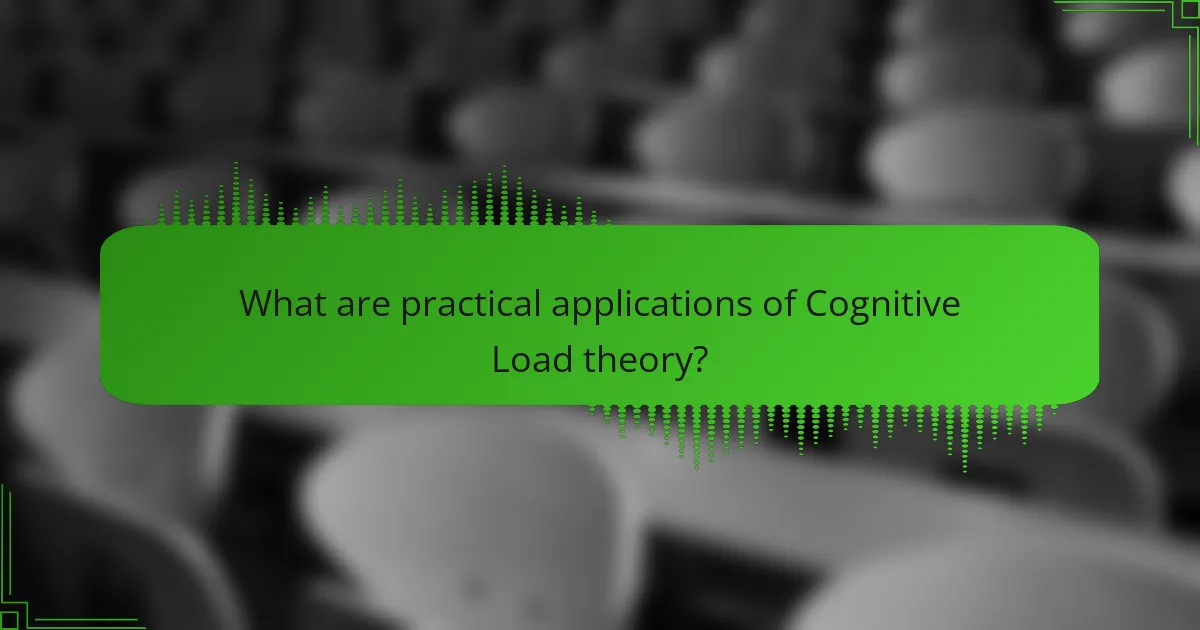 What are practical applications of Cognitive Load theory?
