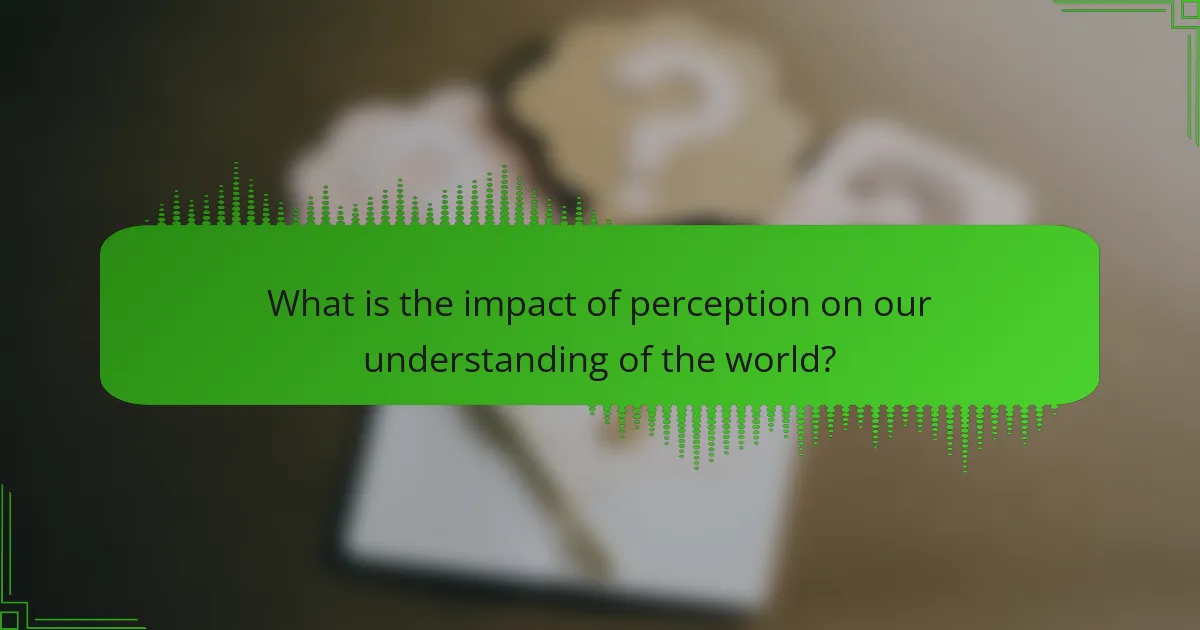 What is the impact of perception on our understanding of the world?